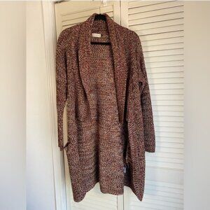 Altar'd State Brown Multi-Colored Knit Duster Sweater With Pockets Size Medium